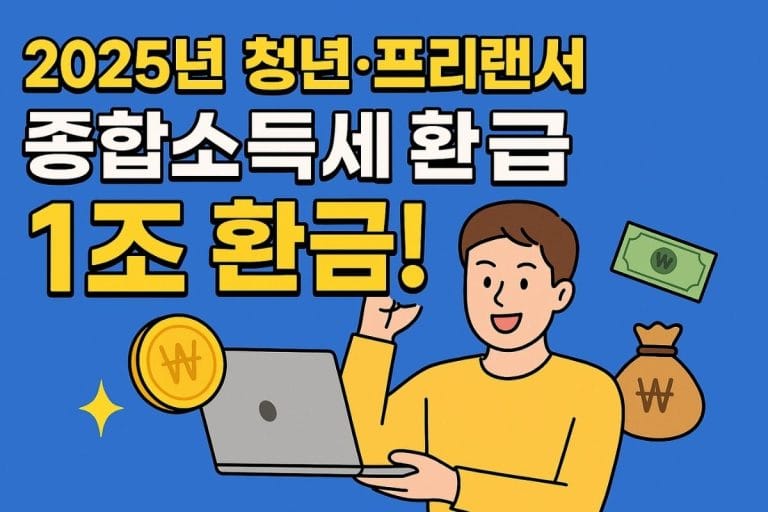 홈택스를 통해 종합소득세를 신고 중인 청년 이미지